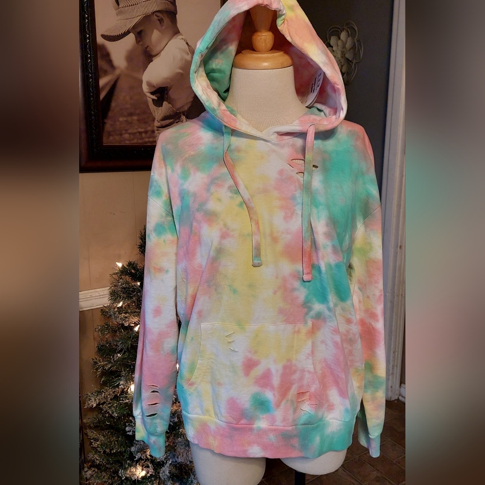 SZ L JOLLIE & JOY TYE DYED HOODIE NWT